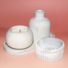 Minimalistisches Dekorationsset – Keraflot 4er-Set mit Kerze, Vase, Schale & Tablett 