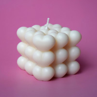 Bubble Herz Kerze aus Olivenwachs – Natur Handgemachte Geschenkkerze