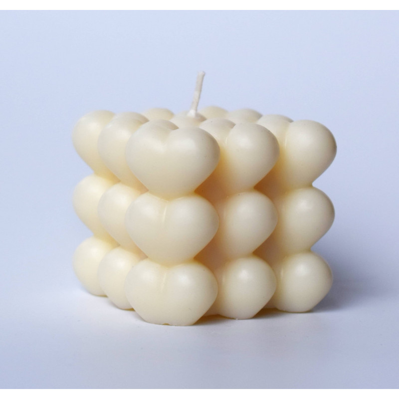 Bubble Herz Kerze aus Olivenwachs – Natur Handgemachte Geschenkkerze