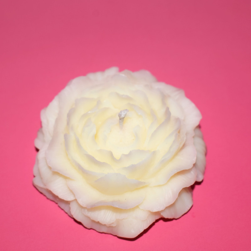 Olivenwachskerze Pfingstrose – Handgegossene Kerze aus natürlichem Wachs